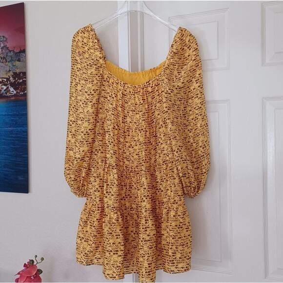 Alice + Olivia Rowen Mini Dress Floral Yellow Maroon M - Picture 4 of 13
